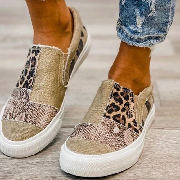 Ellewalk Pieced Raw Edge Canvas Slip-On Flats Sz 9 - Picture 3 of 3